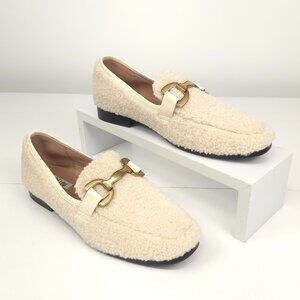 Bibi Lou Teddy Shearling Off White Loafer Size 41